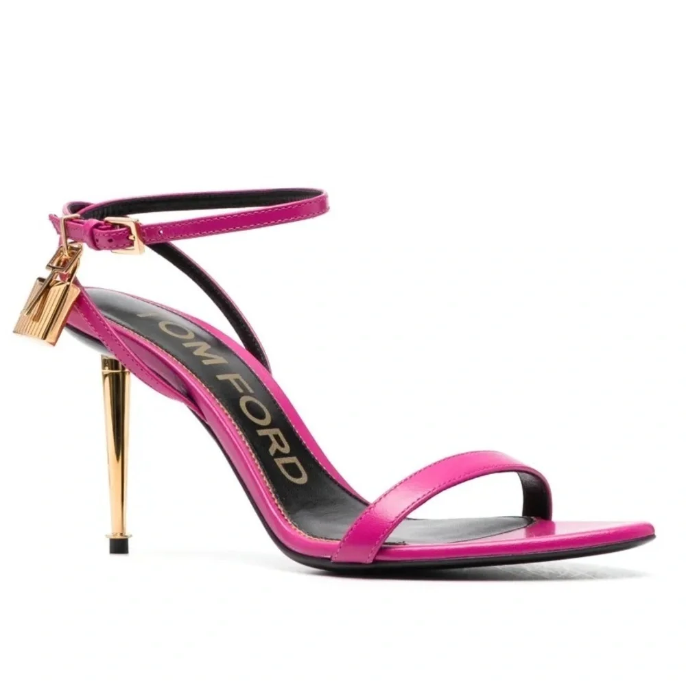 New Tom Ford Padlock 105mm Naked Sandals Pink Stiletto Heel Sz 36